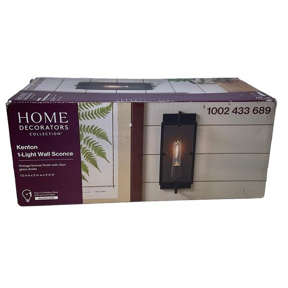 Home Decorators Kenton 4.75 in. 1-Light Bronze Wall Sconce w/ Cage Frame Detail - Picture 2 of 5